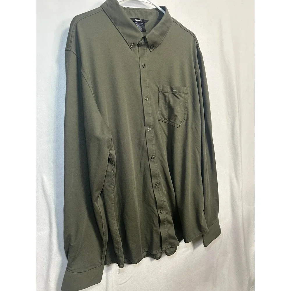 5.11 Tactical Mens 2XL Olive Green Button Down Long Sleeve Shirt‎ 7710161-186